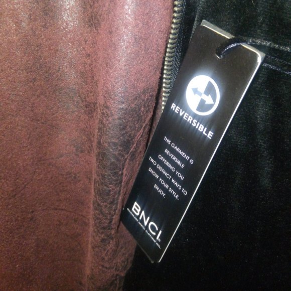 NWT BNCI Reversible Bomber Jacket Black & Burgundy Sz M - Picture 11 of 16
